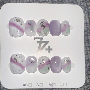 Purple and White Press-On Nails